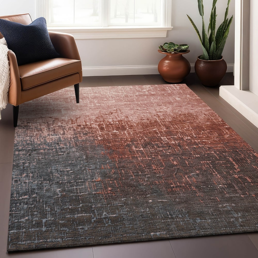 Machine Washable Indoor/ Outdoor Ombre Texture Chantille Rug