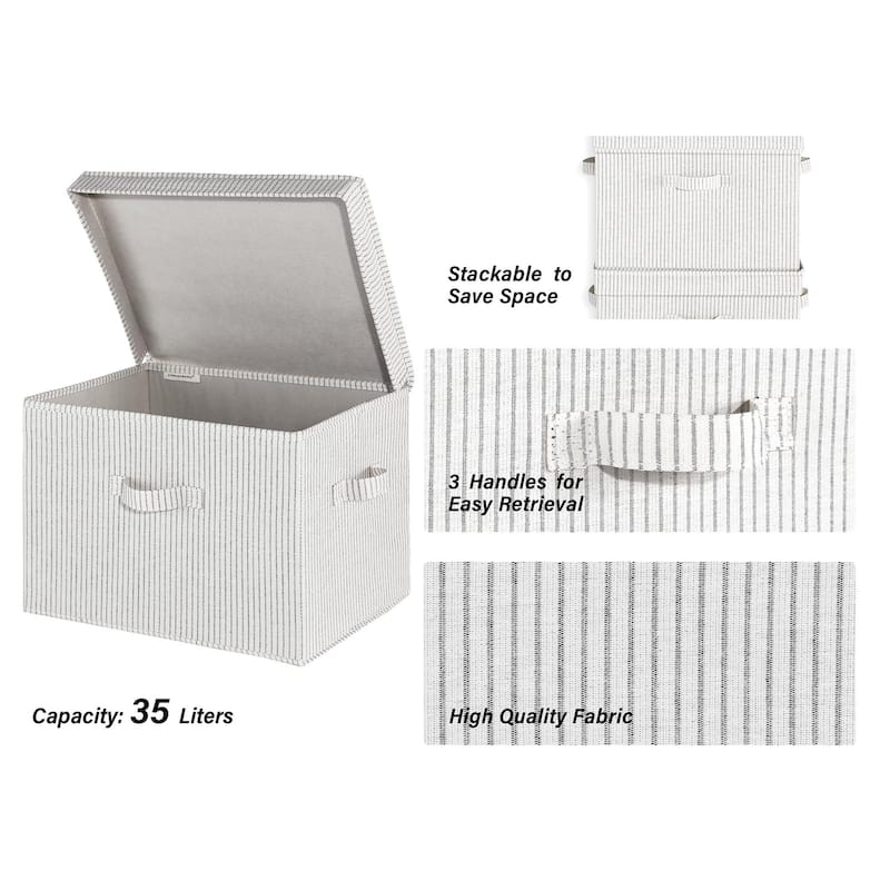 2-Pack Closet Storage Bin with Lid and Handle, Large Fabric Storage Box for Clothes, Towels, Toys, Shoes