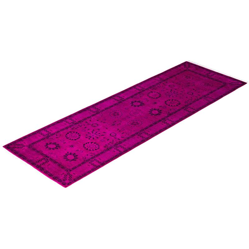Overdyed One-of-a-Kind Hand-Knotted Area Rug - Pink - 3' 2" x 9' 1"