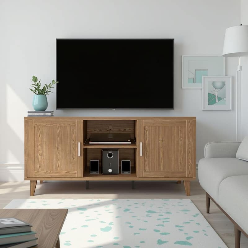 Bridgevine Home Briggs Modern 60 Inch TV Stand Console for TVs up to 65 inches