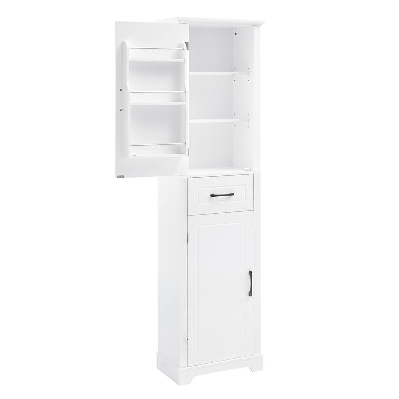 GDF Studio - Peter Modern MDF Tall Bathroom Storage Cabinet with Adjustable Shelves and Two Doors