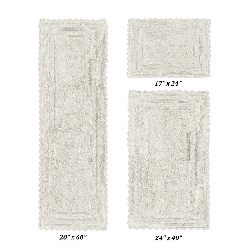 Better Trends Bath Rugs Set 100% Cotton Soft & Water Absorbent Tufted Bathroom Rug for Shower, Sink Bath Mats Lilly Crochet