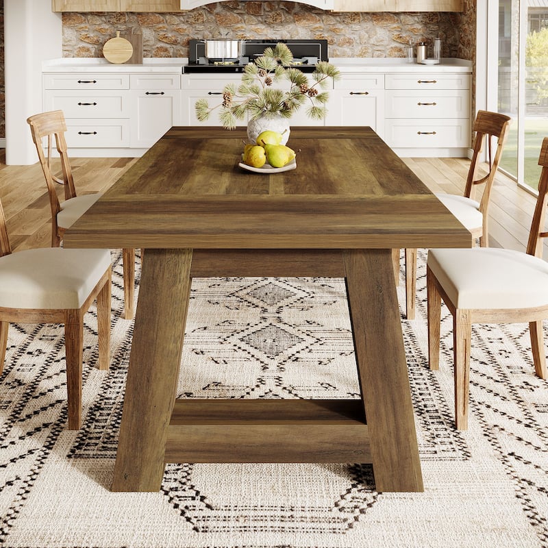 70.5'' Long Dining Table for 6-8, Farmhouse Wooden Kitchen Table
