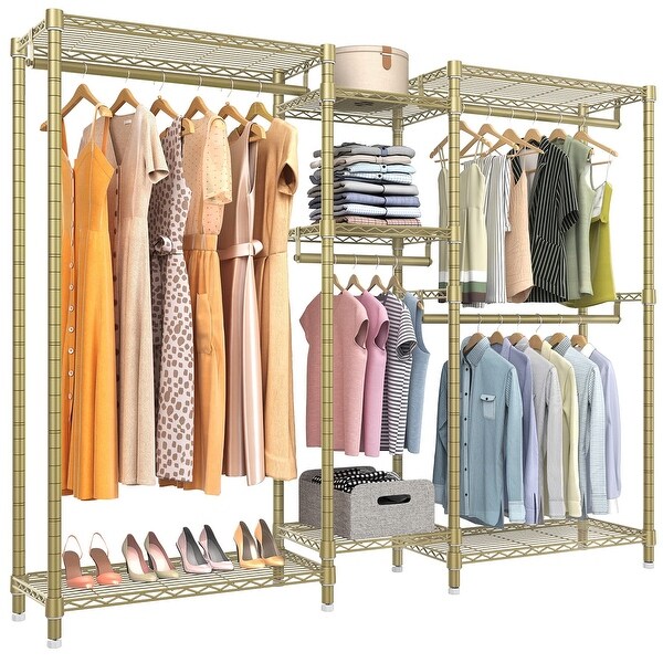 Garment Rack Heavy Duty Clothes Rack with 7 Adjustable Shelves 4 Hanging Rods Compact DIY Metal Clothing Rack Bed Bath Beyond 38212336