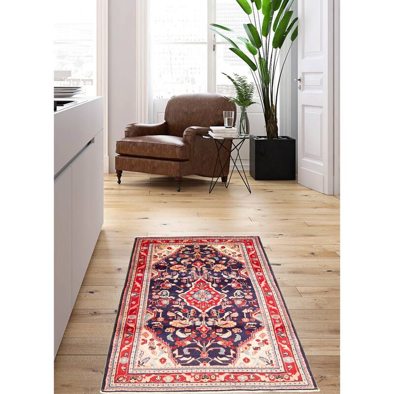 ECARPETGALLERY Hand-knotted Andelz Navy Wool Rug - 4'5 x 7'3