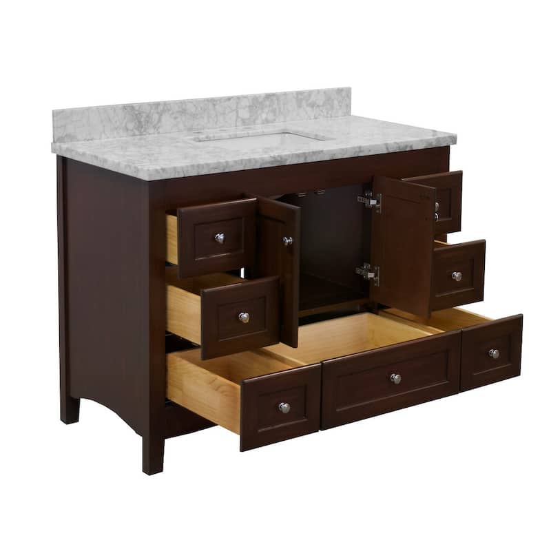 KitchenBathCollection Abbey 48" Bathroom Vanity with Carrara Marble Top