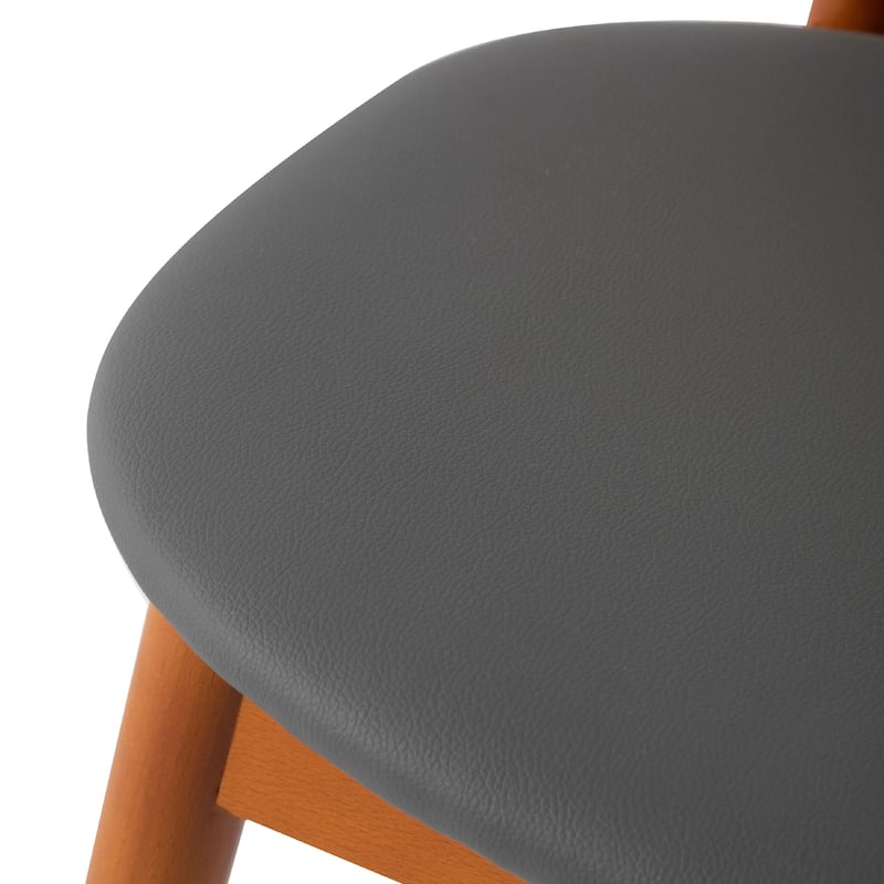 Holbeck Modern Rattan Leather Upholstered Dining Chair with Plush Padding Beech Wood Legs for Stylish Homes Set of 2