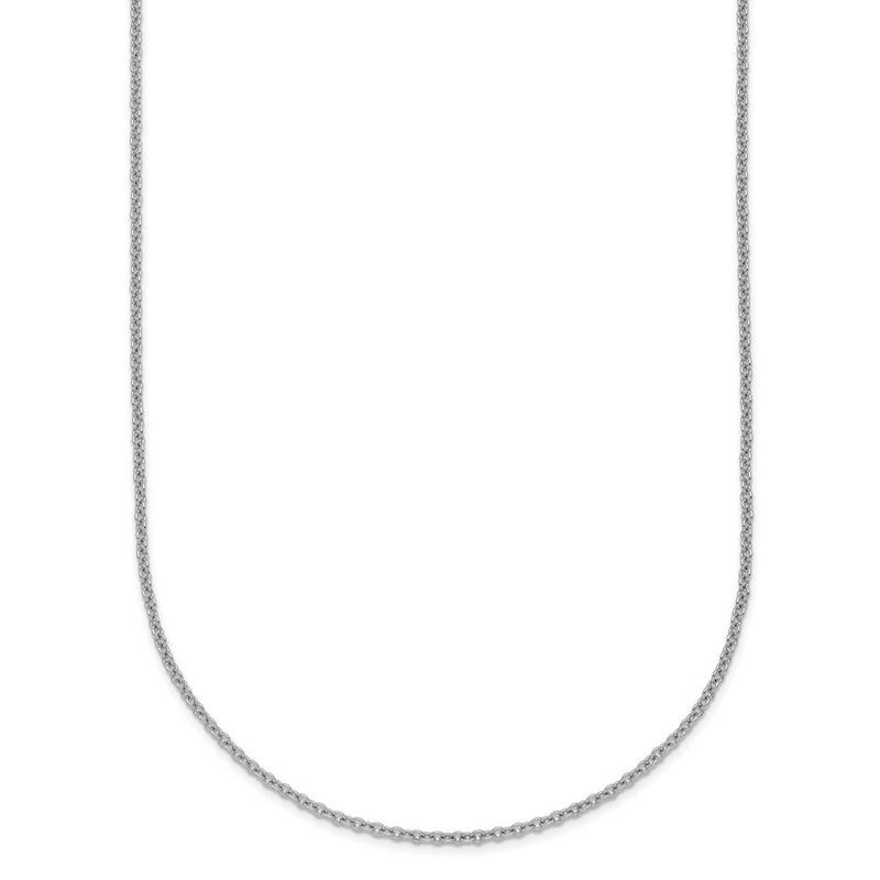 Curata Italian 14k White Gold 1.3mm Cable Chain Necklace For Women (Lobster)