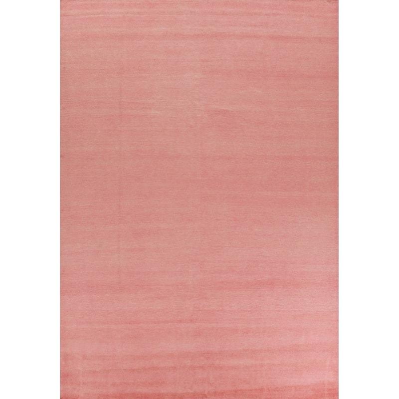 Hand Knotted Oriental 100% Wool Carpet Modern Solid Coral Gabbeh Area Rug - 12' 2'' X 9' 0''