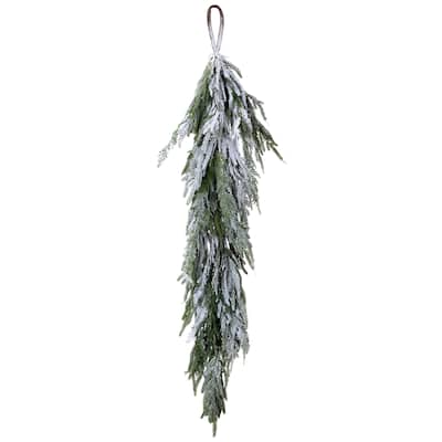 48" Real Touch Norfolk Pine Garland With Snow - Green