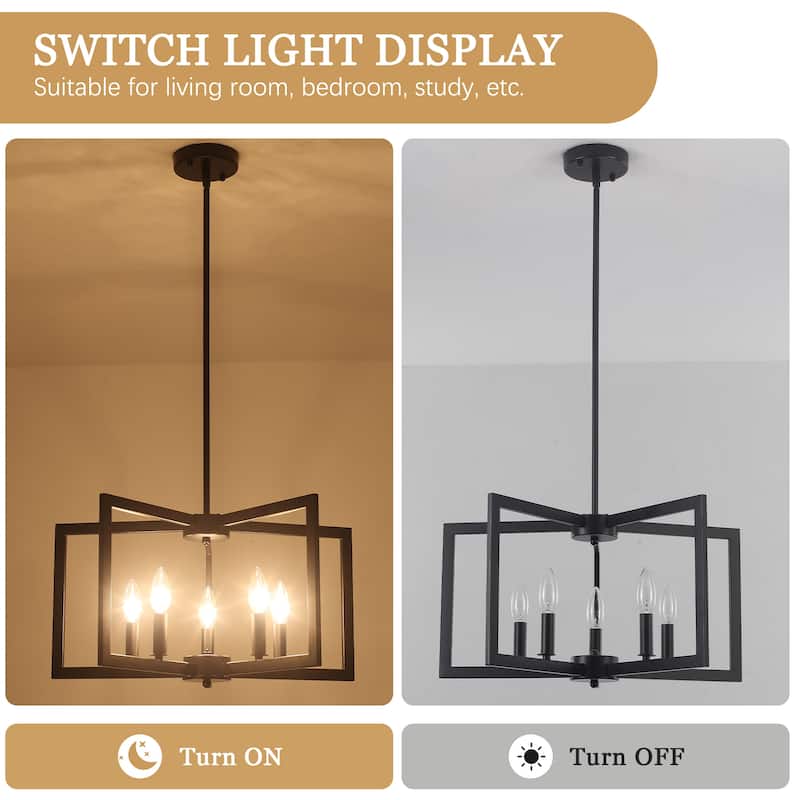 5-Light Modern Foyer Pendant Kitchen Island Candlestick Linear Chandelier Lighting for Dining Room