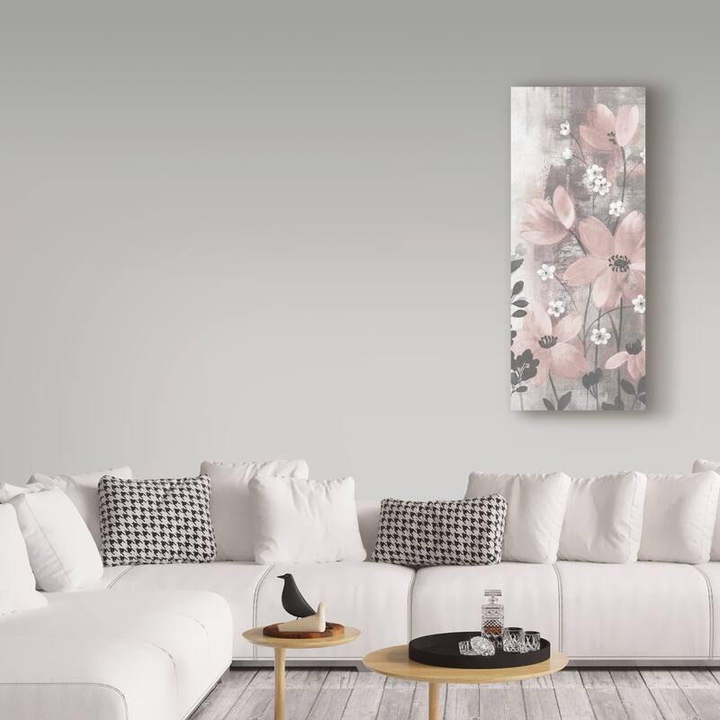 Silvia Vassileva 'Floral Symphony Blush Gray Crop I' Canvas Art