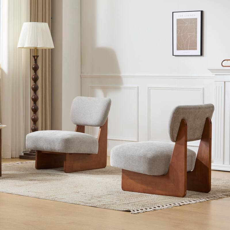 Minimalist Accent Chairs Set - Wood Frame
