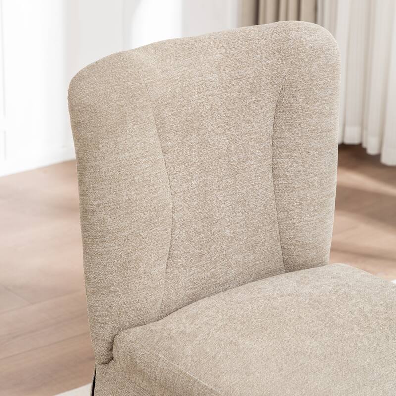 2-Piece Linen Dining Chairs, Modern Fabric Side Chairs,with Padded Seat and Backrest, Upholstered Armless Chairs