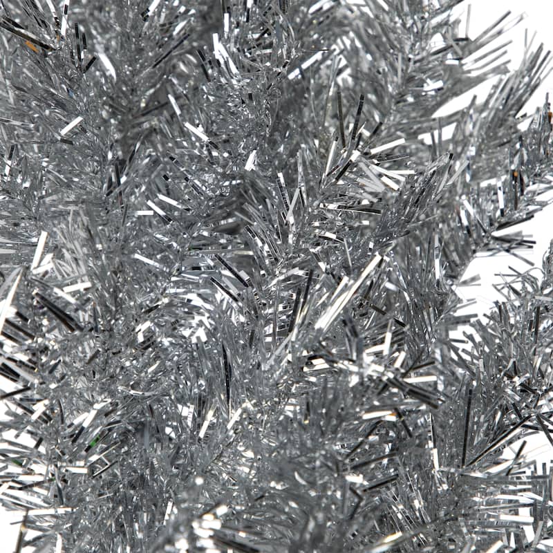 36" Silver Tinsel Artificial Christmas Wreath Unlit