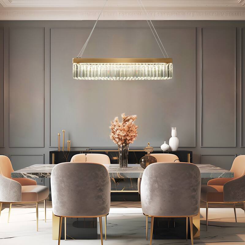 Modern LED Crystal Chandelier Island Lights for Kitchen Island - Gold - 31.5" W x 6.3" H x 7.9" D