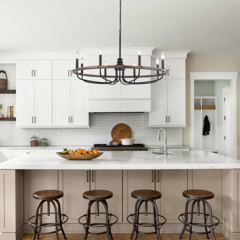 8-Light Candlestick Hanging Linear Island Foyer Chandelier Lighting Fixture for Dining Room Kitchen Island