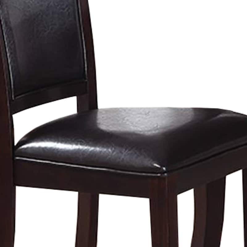 Dark Brown/Dark Brown Faux Leather Upholstered Wood Frame Dining Chair, Sturdy Dining Chair for Dining Rooms - 21.75