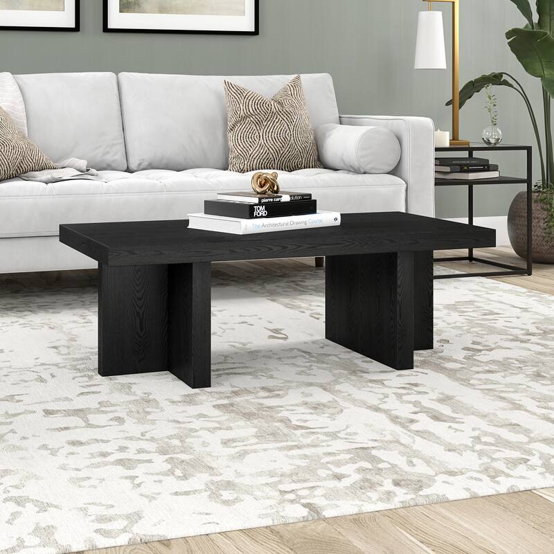 Dimitra 44" Wide Rectangular Coffee Table - Black Grain