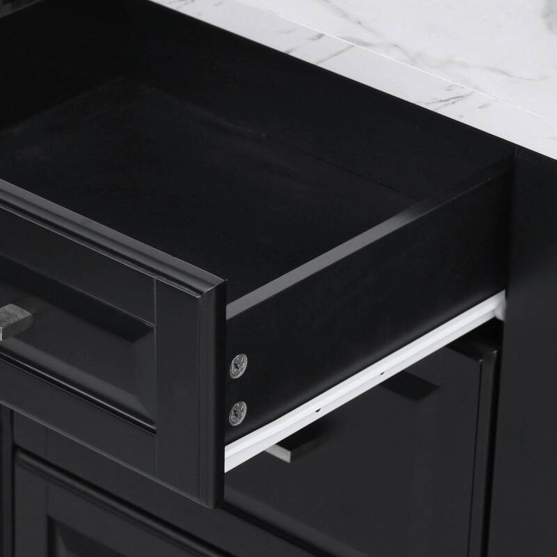 50.7" Kitchen Island with Storage, Tilt Trash Can Cabinet, and Pull-Out Cabinet Organizer