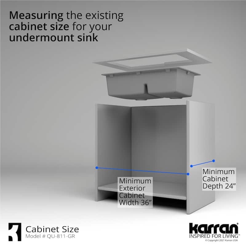Karran 32" Undermount Large/Small Bowl Quartz Kitchen Sink Kit - 32" x 21.25" x 9"
