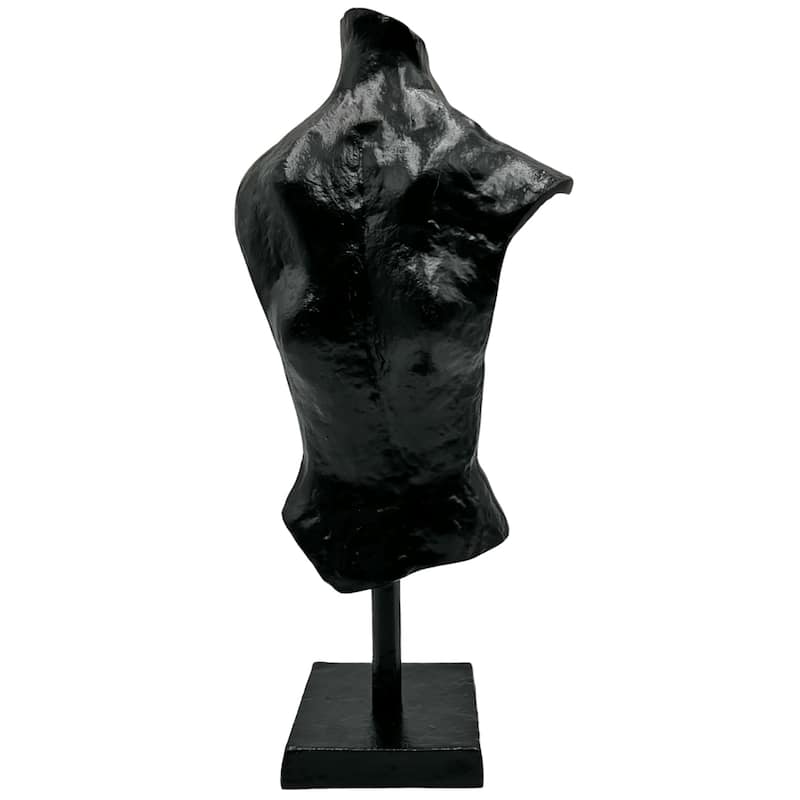 16 Inch Tall Decorative Handmade Aluminum Abstract Body Sculpture - 8 x 4 x 16 in - Black
