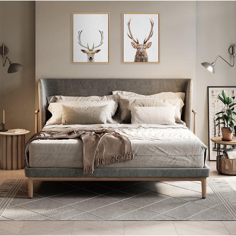 Kate and Laurel Sylvie The Red Deer Color Framed Canvas by Simon Te