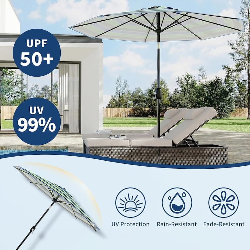 Outdoor 10FT Stripe Outdoor Patio Umbrella, UV Protection Waterproof for Pool Deck Yard