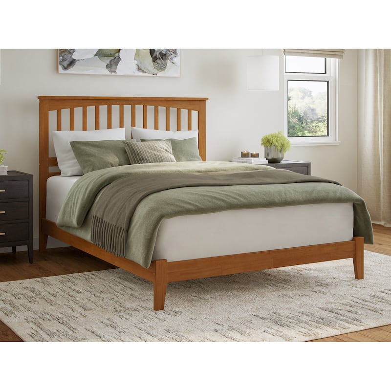 AFI, Mission Solid Wood Low Profile Platform Bed - Light Toffee - Queen