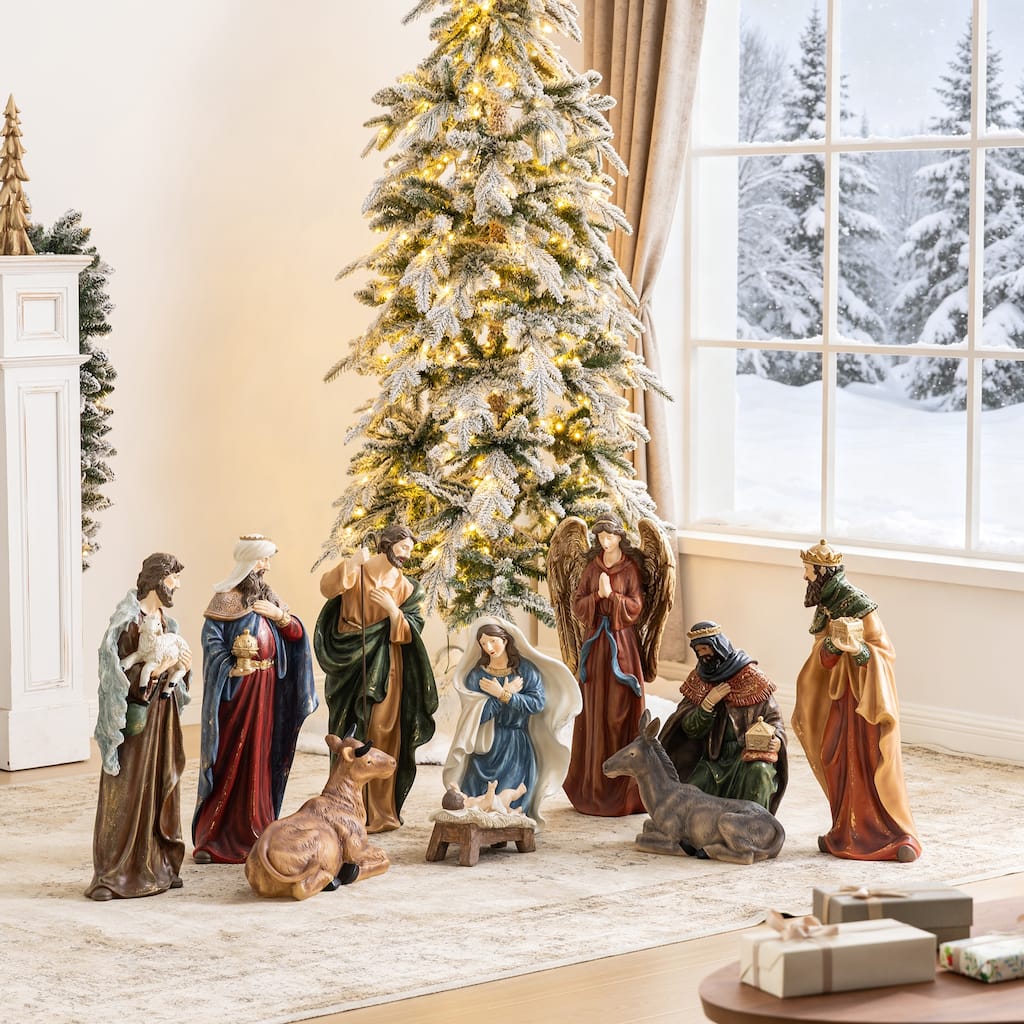 Glitzhome 23.75"H Majestic Oversized Resin Nativity Figurine Set