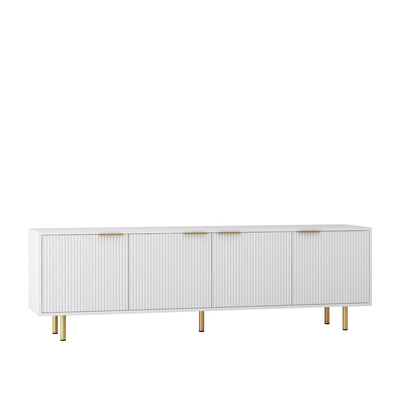 Modern Wood TV Stand with Power Outlet and Doors
