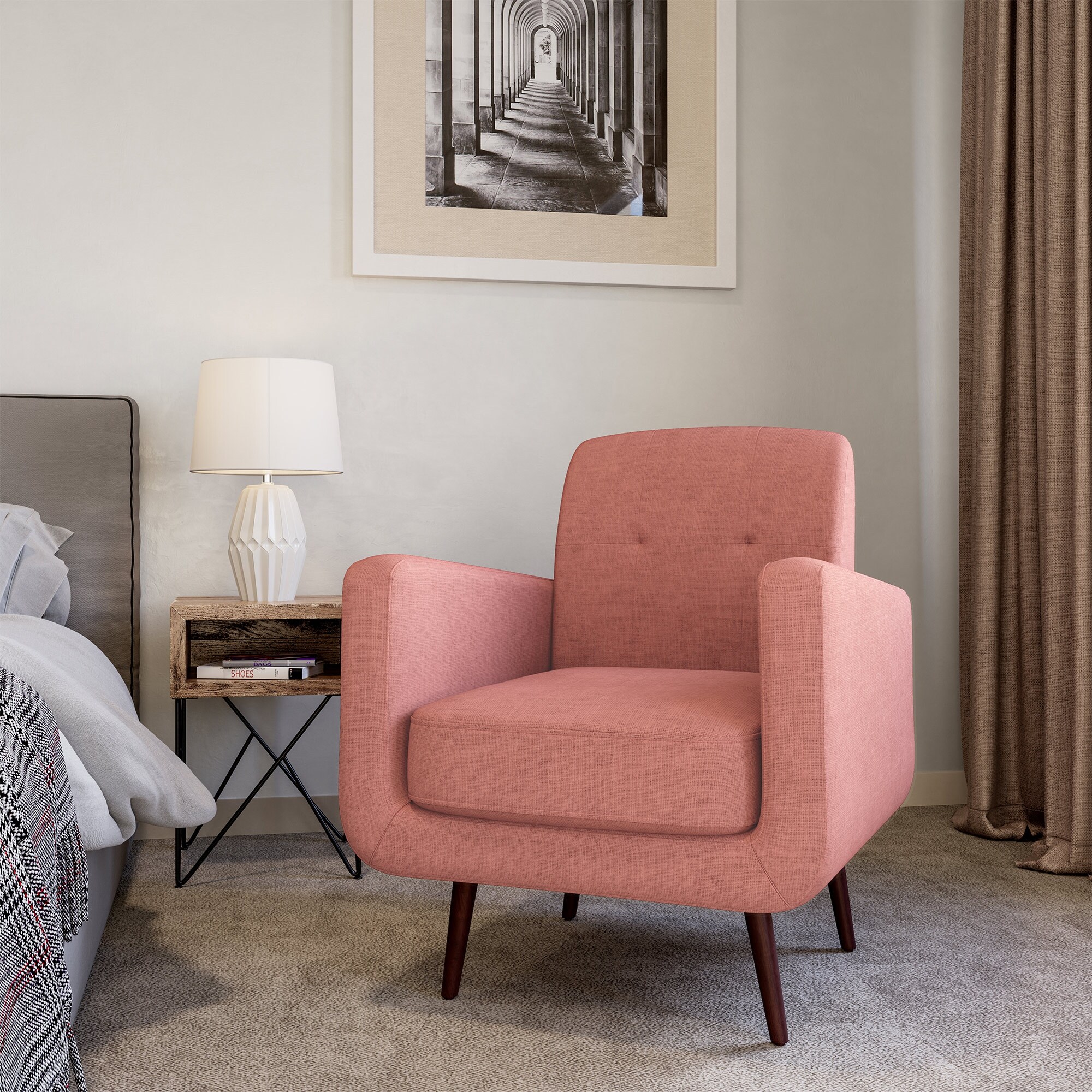 BELLEZE Hasting Fabric Upholstered Tufted Accent Chair 6 Colors