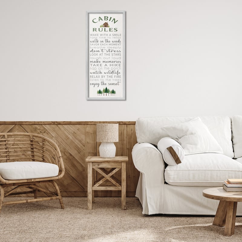 Stupell Fun Rustic Cabin Rules Framed Giclee Art Design By Seven Trees Design