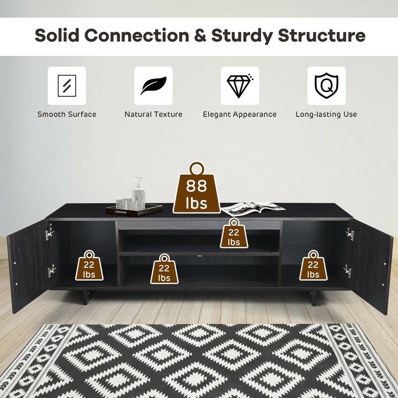 Modern TV Stand Media Entertainment Center for TV's up To 65" with Storage Cabinet - 60" x 16" x 17.5" (L x W x H)