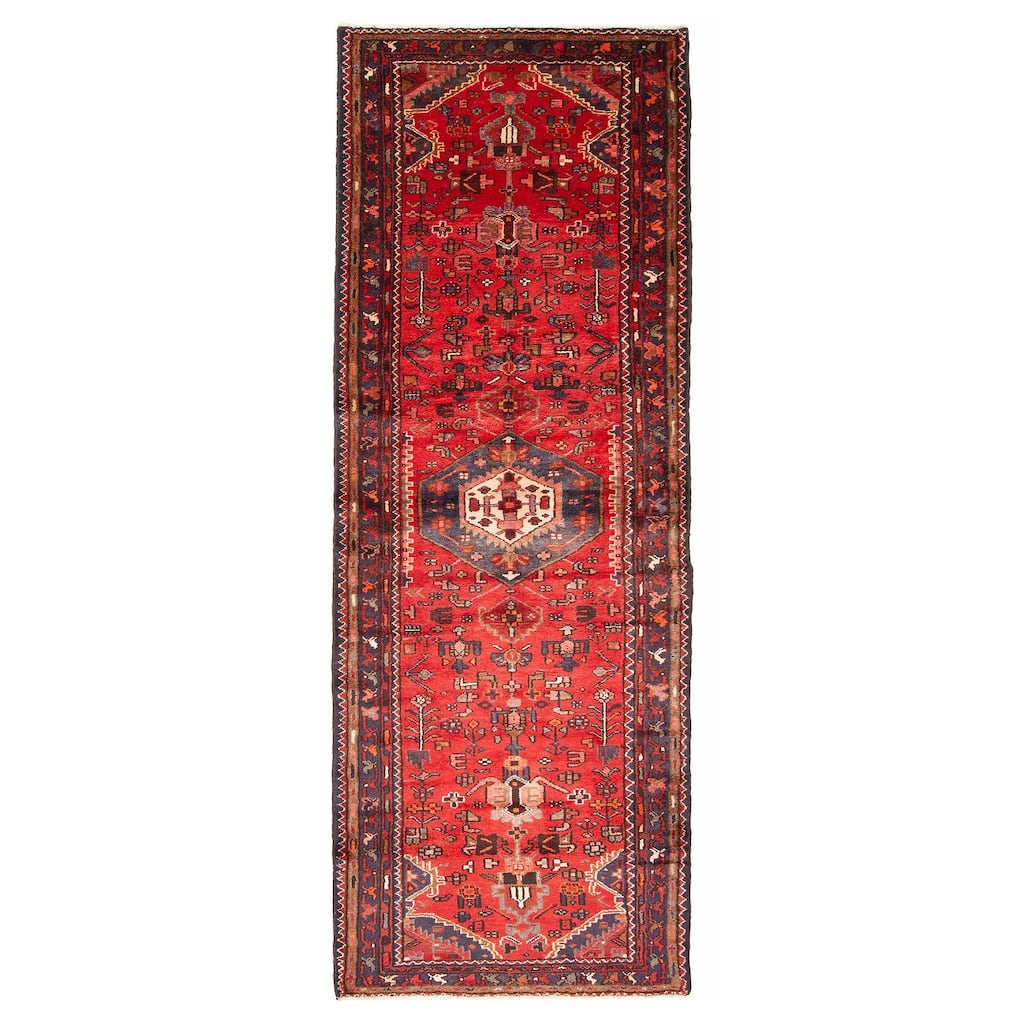 ECARPETGALLERY Hand-knotted Andelz Red Wool Rug - 3'5 x 9'10