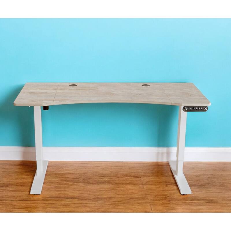55" Adjustable White Computer Desk - Beige