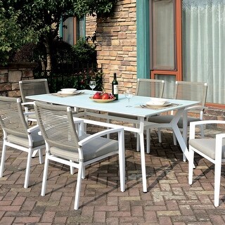 Miru Transitional White 71-inch Aluminum Patio Table by Furniture of ...