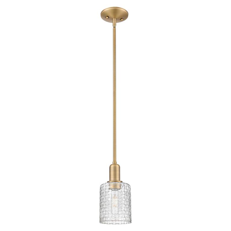 Innovations Lighting Endless Possibilities Arcadia - Cobbleskill - 1 Light 5" Basketweave Stem Hung Mini Pendant - Brushed Brass