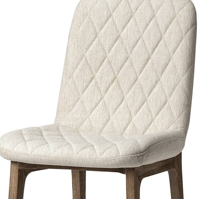 Modern Cream Upholstered Armless Dining Chair with Solid Wood Legs and Solid Back for Dining Room - 35.3”H x 24.5”W x 18.5”D