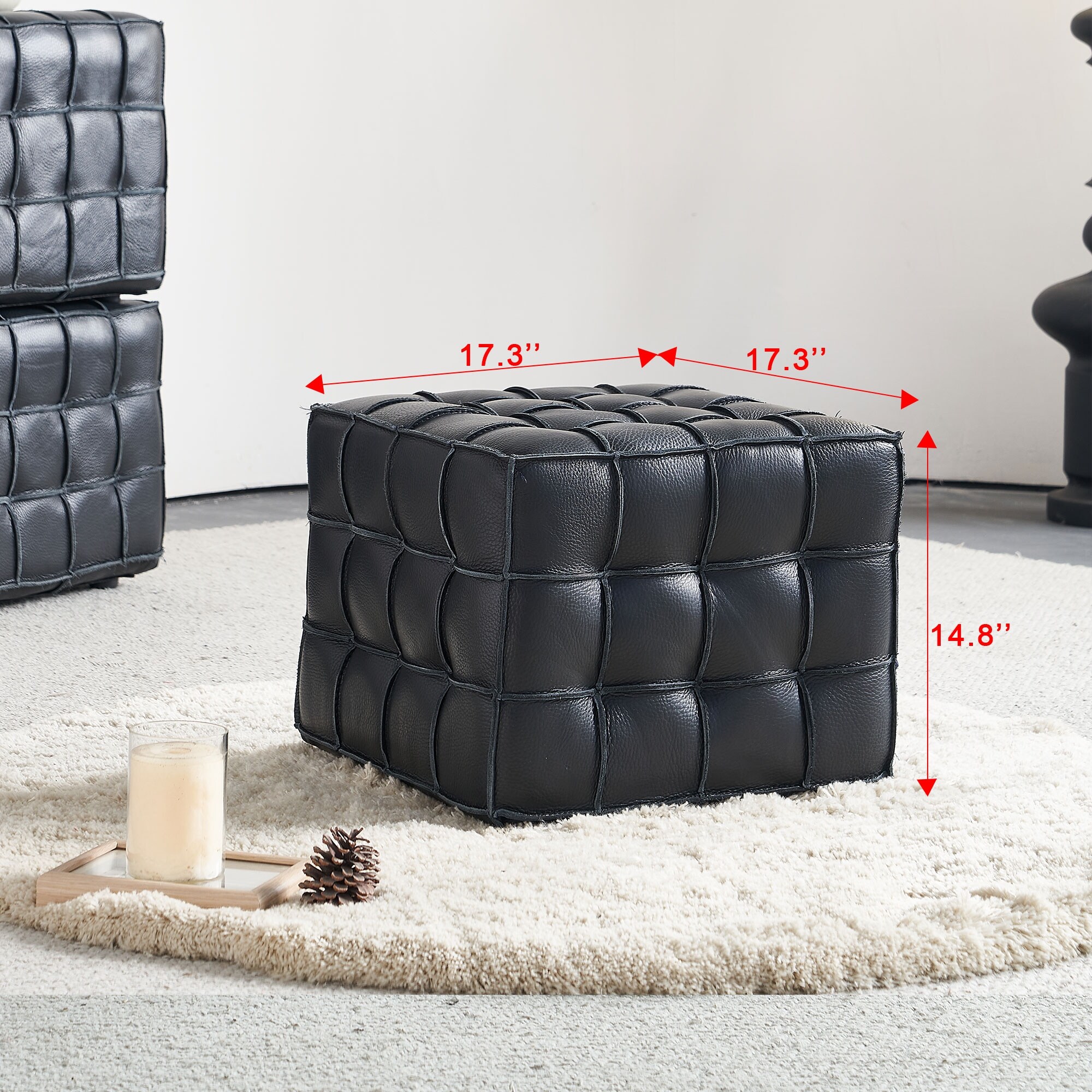 17.32''Genuine-Leather-Tufted-