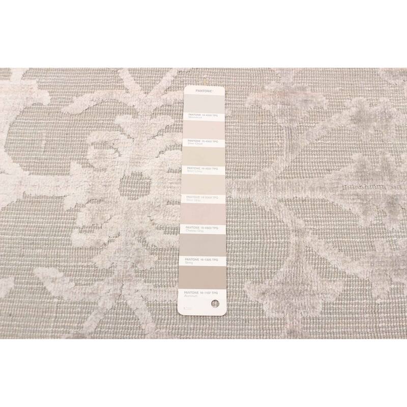 ECARPETGALLERY Hand Loomed Elysian Light Khaki Viscose, Wool Rug - 5'7 x 8'3