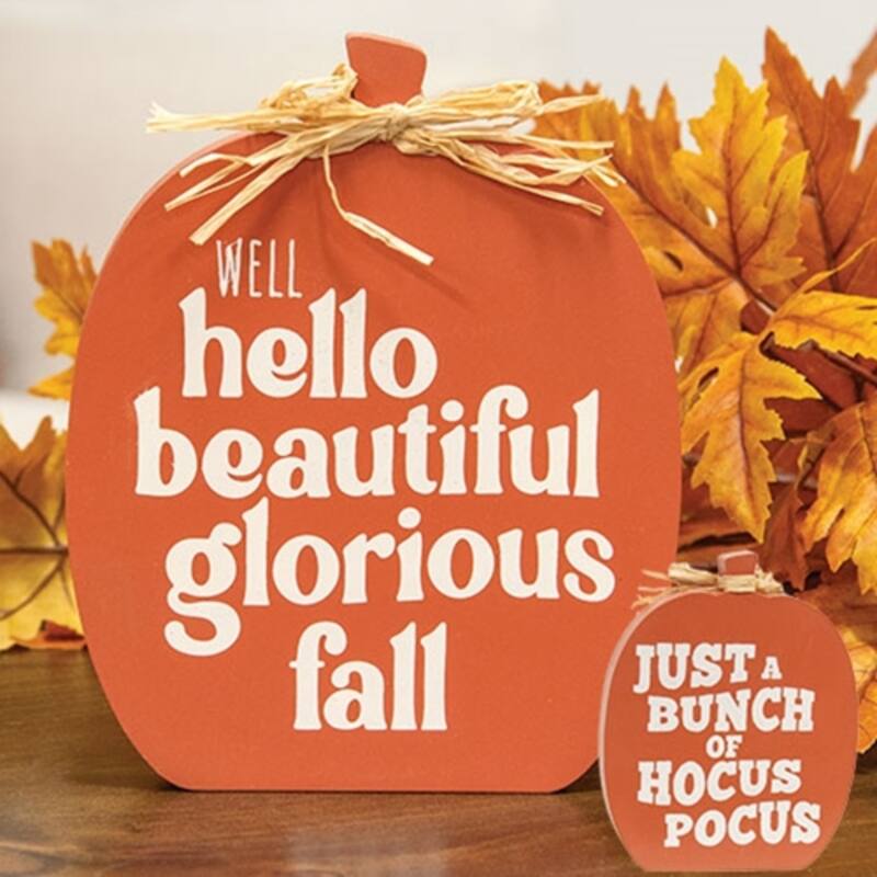 Hello Beautiful Hocus Pocus 2-Sided Wooden Pumpkin Sitter - 5.75" x 0.75" x 7"