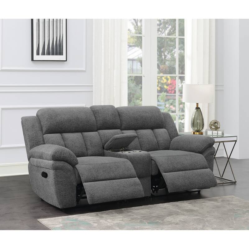Bahrain Transitional Upholstered Loveseat Charcoal