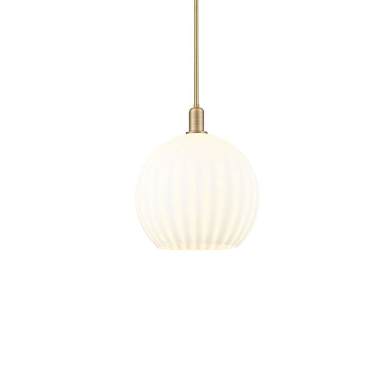 Innovations Lighting 716-1S-18-14 White Venetian Pendant White - Brushed Brass / White Venetian