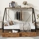 preview thumbnail 3 of 20, Twin/Full Size Metal House Bed with 2 Storage Drawers, Clothes Rack and Metal Grid, Platform Bed with Top Shelf and Side Shelf
