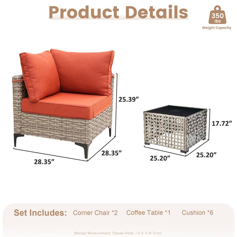 XIZZI 3-piece Rattan Wicker Patio Furniture Set with Coffee Table