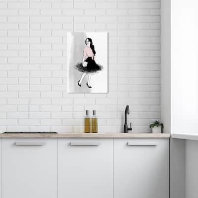 Wynwood Studio Canvas Fashion and Glam Walking in the Air Black and Light Pink Glam Wall Art Canvas Print