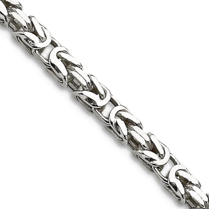 Curata 925 Sterling Silver 2.5mm Squared Byzantine Chain Necklace for Men Option: 16 18 20 24 30
