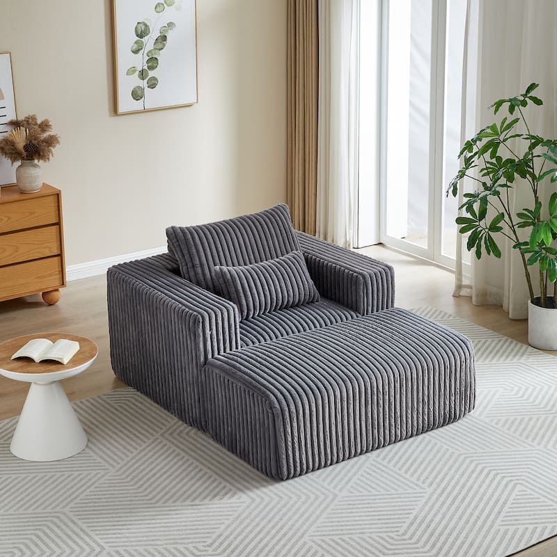 Cozy 62.5-Inch Recliner Chair with Footrest - Plush No Assembly Sofa for Indoor Relaxation