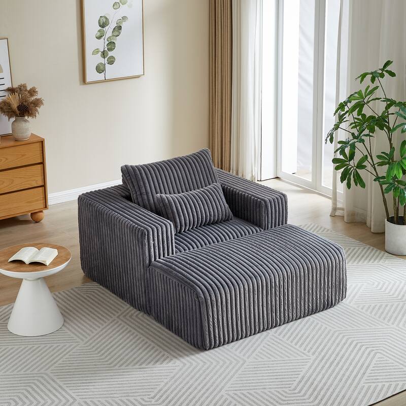 GDFStudio - Amelia Plush Corduroy Recliner Sofa with Removable Footrest for Relaxed Living Room Comfort